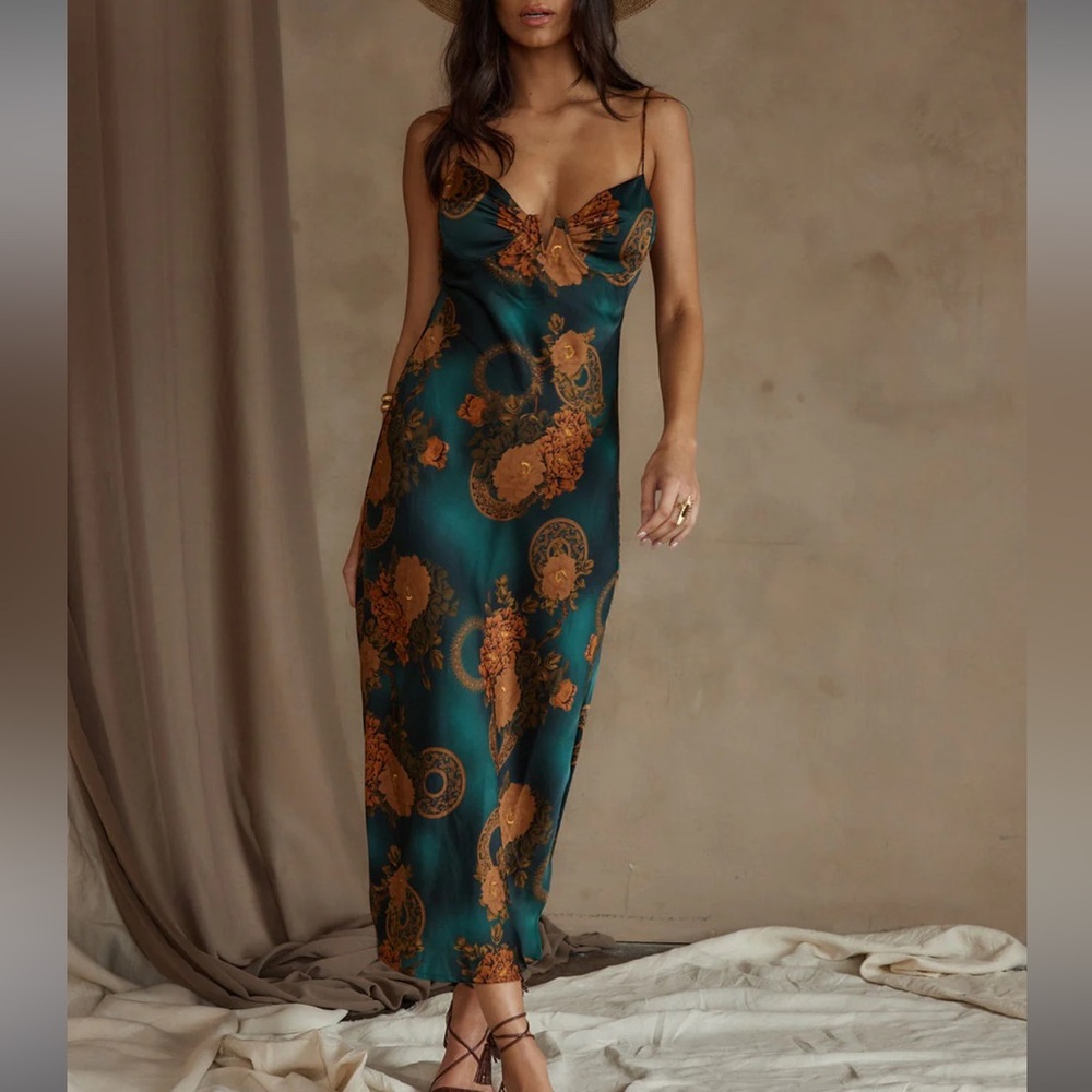 midi silk maxi dress for a wedding. Never worn. Brand new with tags